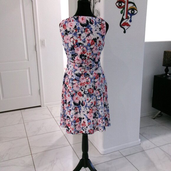 Ralph Lauren Floral Print Ruched Side Stretch Jersey Sleeveless Dress 6 - Picture 7 of 15